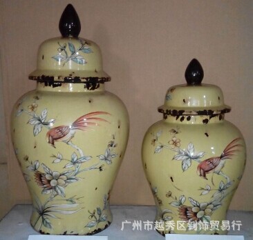 花鳥(niǎo)陶瓷將軍罐13