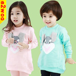 【衣童王】2013外貿秋款兒童長袖外套童裝批發(fā)部兔子耳朵長款衛(wèi)衣