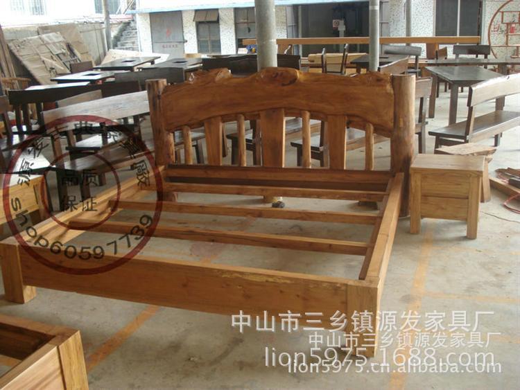 YF0402現(xiàn)貨特價(jià) 實(shí)木原木家具 個(gè)性家具 樟木家具 樟木雙人平板床