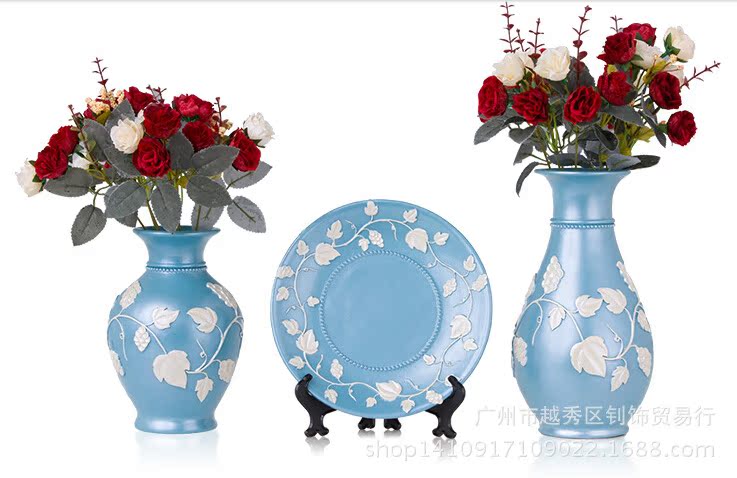富貴竹花瓶、盤子（藍色 白色）2