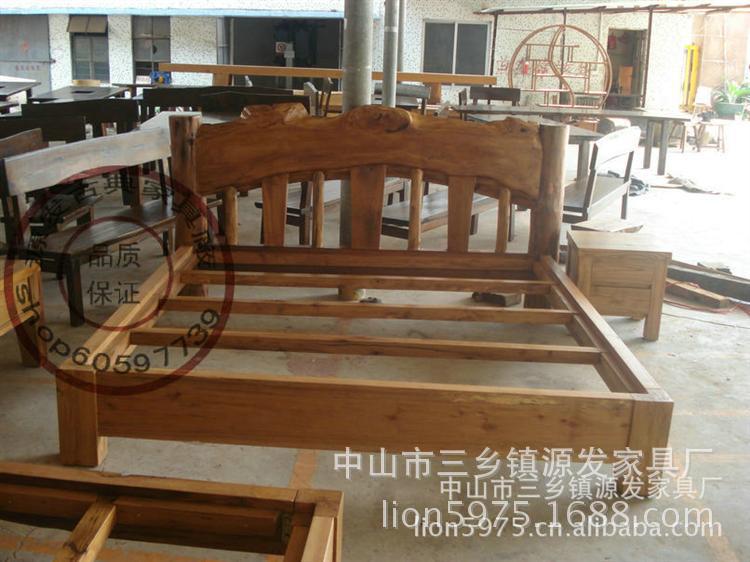 YF0402現(xiàn)貨特價(jià) 實(shí)木原木家具 個(gè)性家具 樟木家具 樟木雙人平板床