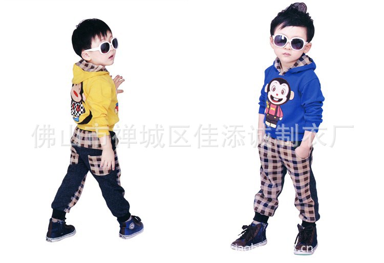 2012春裝新款猴子童裝中大童男童春秋款兒童衣服運(yùn)動(dòng)休閑套裝