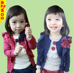 【衣童王】2013秋款兒童外套 女童蝴蝶結飛袖開衫外貿童裝批發(fā)部