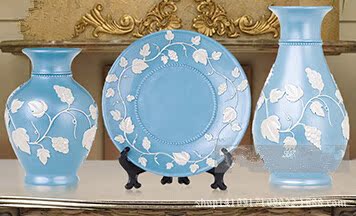 富貴竹花瓶、盤子（藍色 白色）1